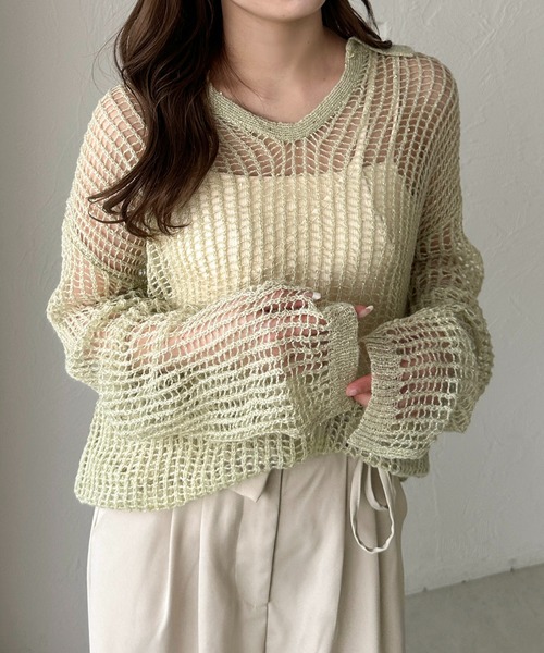 apres jour clair(アプレジュールクレア)の「【apres jour clair】スパンコールポロシアーニット【ZOZOTOWN限定アイテム】(ニット/セーター・レディース・ミント/アイボリー/ピンクベージュ・フリー/X-LARGE)」の15枚目の写真