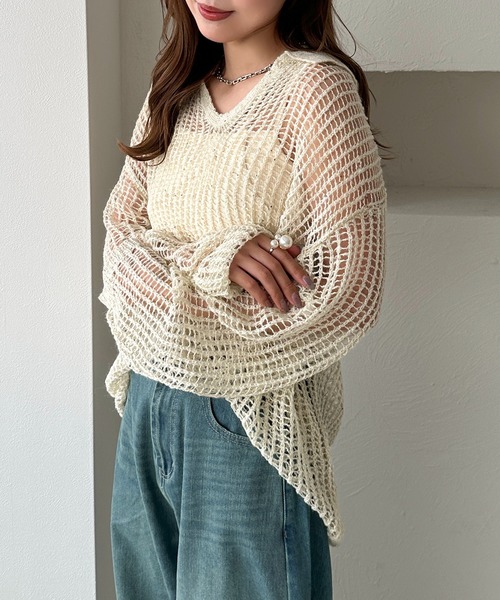 apres jour clair(アプレジュールクレア)の「【apres jour clair】スパンコールポロシアーニット【ZOZOTOWN限定アイテム】(ニット/セーター・レディース・ミント/アイボリー/ピンクベージュ・フリー/X-LARGE)」の20枚目の写真