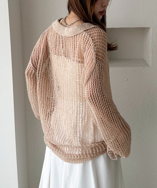 apres jour clair(アプレジュールクレア)の「【apres jour clair】スパンコールポロシアーニット【ZOZOTOWN限定アイテム】(ニット/セーター・レディース・ミント/アイボリー/ピンクベージュ・フリー/X-LARGE)」の4枚目の写真