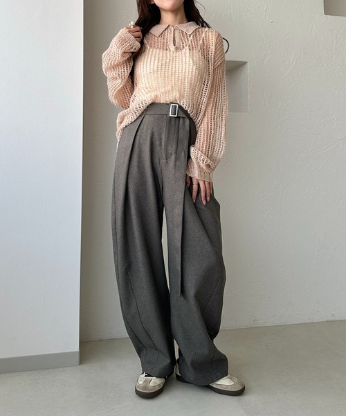美品＊Aimeine スイビシアースパンコールニット(グレー×オフ) スイビシアースパンコールニット｜PETAL ONLINE（ペタルオンライン）