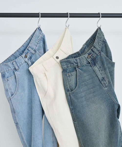attiree(アティレー)の「【3色展開】ワークパンツ(デニムパンツ・レディース・ダークブルー/アイボリー/ブルー・SMALL/LARGE/MEDIUM)」の13枚目の写真