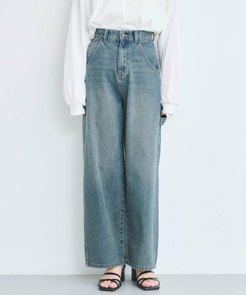 attiree(アティレー)の「【3色展開】ワークパンツ(デニムパンツ・レディース・ダークブルー/アイボリー/ブルー・SMALL/LARGE/MEDIUM)」の4枚目の写真