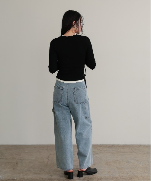 attiree(アティレー)の「【3色展開】ワークパンツ(デニムパンツ・レディース・ダークブルー/アイボリー/ブルー・SMALL/LARGE/MEDIUM)」の21枚目の写真