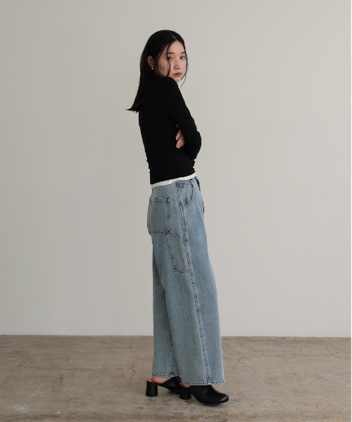 attiree(アティレー)の「【3色展開】ワークパンツ(デニムパンツ・レディース・ダークブルー/アイボリー/ブルー・SMALL/LARGE/MEDIUM)」の20枚目の写真