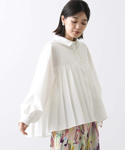 Gready Brilliant(グレディブリリアン)の「ブロードプリーツシャツ(シャツ/ブラウス・レディース・サックスブルー/オフホワイト・FREE)」の2枚目の写真