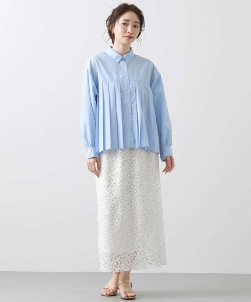 Gready Brilliant(グレディブリリアン)の「ブロードプリーツシャツ(シャツ/ブラウス・レディース・サックスブルー/オフホワイト・FREE)」の21枚目の写真