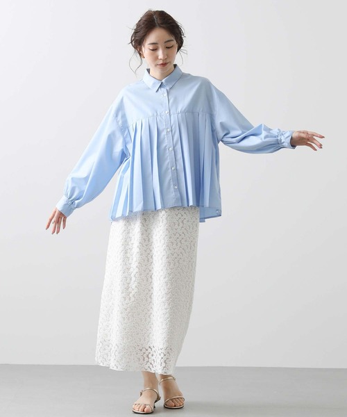 Gready Brilliant(グレディブリリアン)の「ブロードプリーツシャツ(シャツ/ブラウス・レディース・サックスブルー/オフホワイト・FREE)」の18枚目の写真