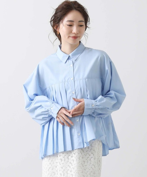 Gready Brilliant(グレディブリリアン)の「ブロードプリーツシャツ(シャツ/ブラウス・レディース・サックスブルー/オフホワイト・FREE)」の17枚目の写真