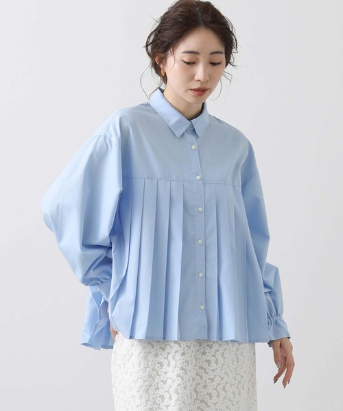 Gready Brilliant(グレディブリリアン)の「ブロードプリーツシャツ(シャツ/ブラウス・レディース・サックスブルー/オフホワイト・FREE)」の14枚目の写真