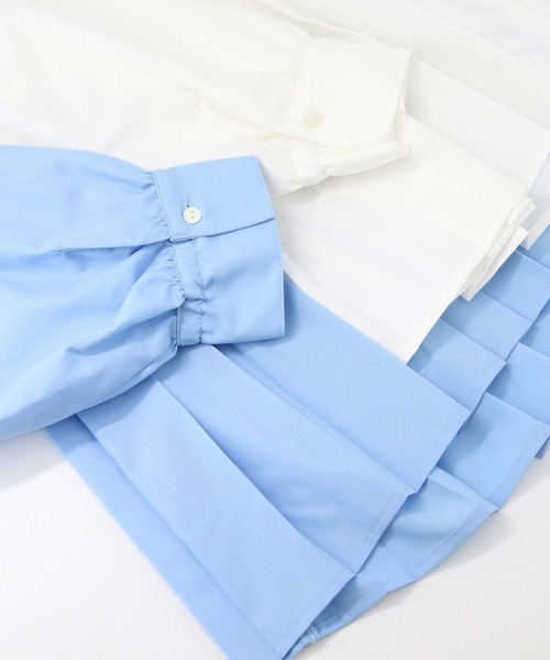 Gready Brilliant(グレディブリリアン)の「ブロードプリーツシャツ(シャツ/ブラウス・レディース・サックスブルー/オフホワイト・FREE)」の5枚目の写真