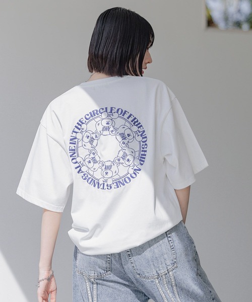 Anui(アニュイ)の「【UNISEX/3サイズ展開】サークルGRMベアTシャツ(Tシャツ/カットソー・レディース・ピンク/オフホワイト/ブラック・MEDIUM/LARGE/SMALL)」の1枚目の写真