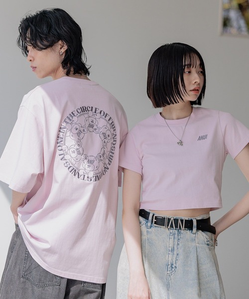 Anui(アニュイ)の「【UNISEX/3サイズ展開】サークルGRMベアTシャツ(Tシャツ/カットソー・レディース・ピンク/オフホワイト/ブラック・MEDIUM/LARGE/SMALL)」の3枚目の写真