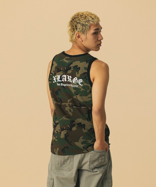 XLARGE(エクストララージ)の「OLD ENGLISH WAFFLE TANK TOP(Tシャツ/カットソー・メンズ・ブラック/カモフラージュ/ネイビー/ホワイト・M/L/XL)」の14枚目の写真