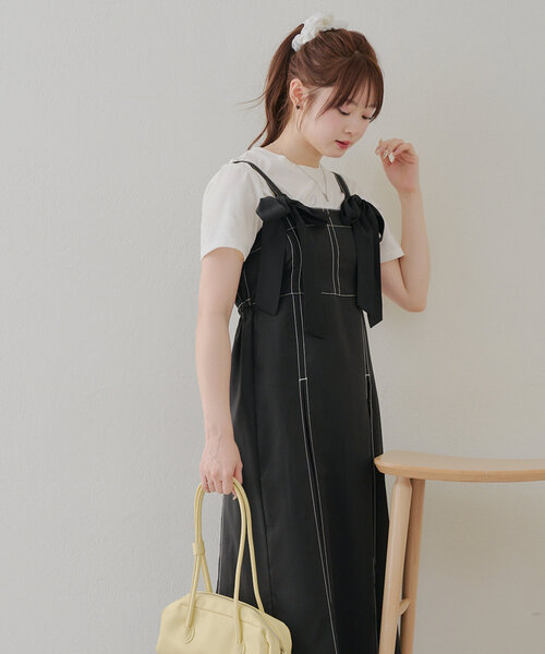 Another Branch olive des olive（アナザーブランチオリーブデオリーブ）の「【2WAY】肩リボンジャンスカ（ワンピース・レディース・ワンウォッシュ/サックスブルー/ブラック・FREE）」の5枚目の写真