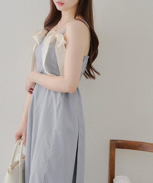 Another Branch olive des olive（アナザーブランチオリーブデオリーブ）の「【2WAY】肩リボンジャンスカ（ワンピース・レディース・ワンウォッシュ/サックスブルー/ブラック・FREE）」の12枚目の写真
