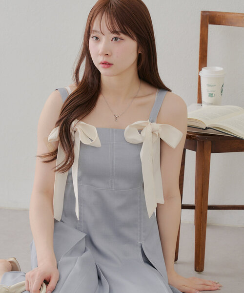 Another Branch olive des olive（アナザーブランチオリーブデオリーブ）の「【2WAY】肩リボンジャンスカ（ワンピース・レディース・ワンウォッシュ/サックスブルー/ブラック・FREE）」の13枚目の写真