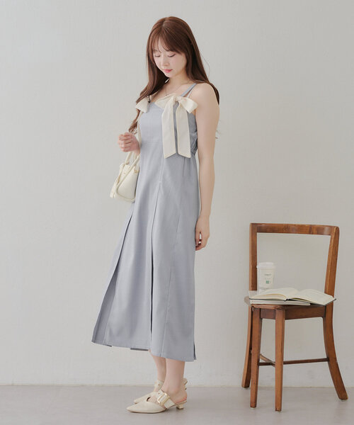 Another Branch olive des olive（アナザーブランチオリーブデオリーブ）の「【2WAY】肩リボンジャンスカ（ワンピース・レディース・ワンウォッシュ/サックスブルー/ブラック・FREE）」の15枚目の写真