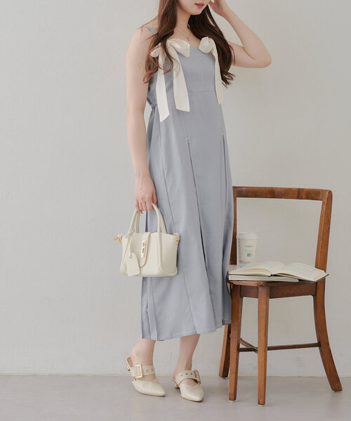 Another Branch olive des olive（アナザーブランチオリーブデオリーブ）の「【2WAY】肩リボンジャンスカ（ワンピース・レディース・ワンウォッシュ/サックスブルー/ブラック・FREE）」の16枚目の写真