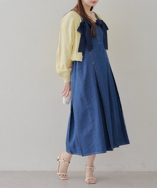 Another Branch olive des olive（アナザーブランチオリーブデオリーブ）の「【2WAY】肩リボンジャンスカ（ワンピース・レディース・ワンウォッシュ/サックスブルー/ブラック・FREE）」の18枚目の写真