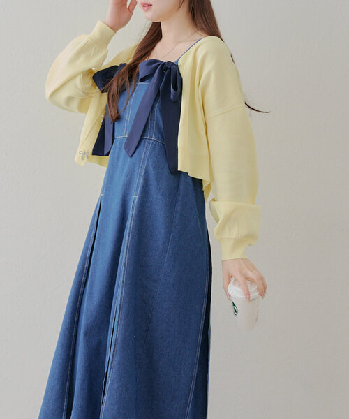 Another Branch olive des olive（アナザーブランチオリーブデオリーブ）の「【2WAY】肩リボンジャンスカ（ワンピース・レディース・ワンウォッシュ/サックスブルー/ブラック・FREE）」の19枚目の写真