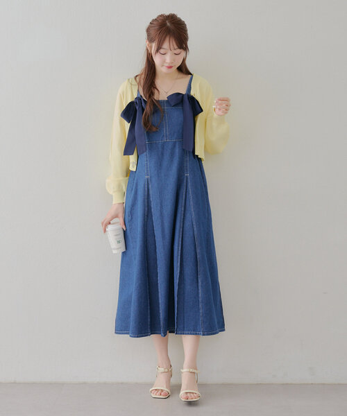 Another Branch olive des olive（アナザーブランチオリーブデオリーブ）の「【2WAY】肩リボンジャンスカ（ワンピース・レディース・ワンウォッシュ/サックスブルー/ブラック・FREE）」の20枚目の写真