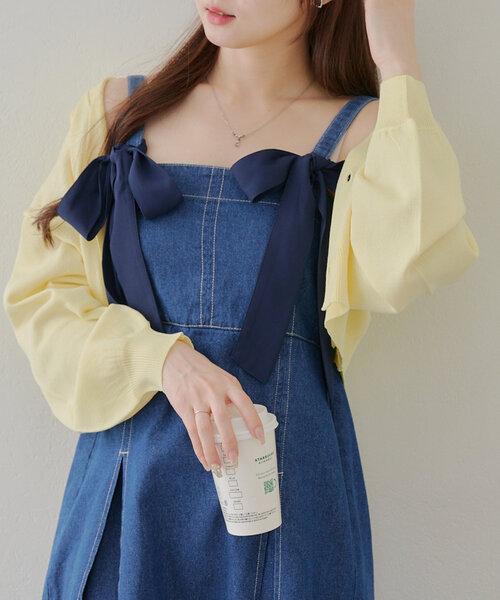 Another Branch olive des olive（アナザーブランチオリーブデオリーブ）の「【2WAY】肩リボンジャンスカ（ワンピース・レディース・ワンウォッシュ/サックスブルー/ブラック・FREE）」の22枚目の写真