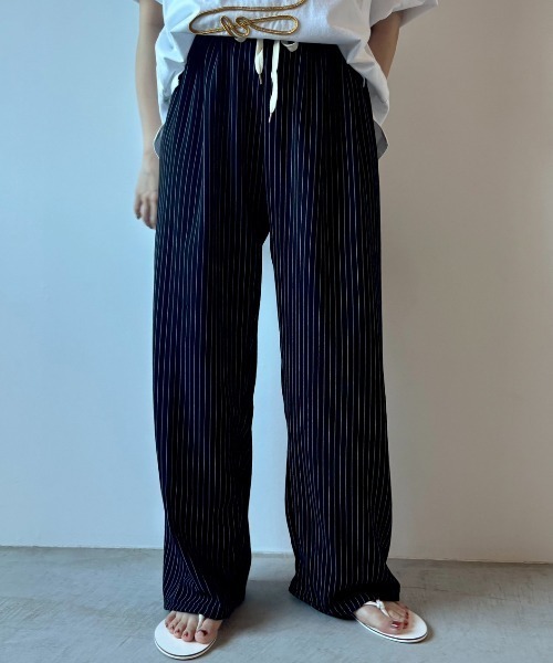 apuntob アプントビーストライプイージーパンツ