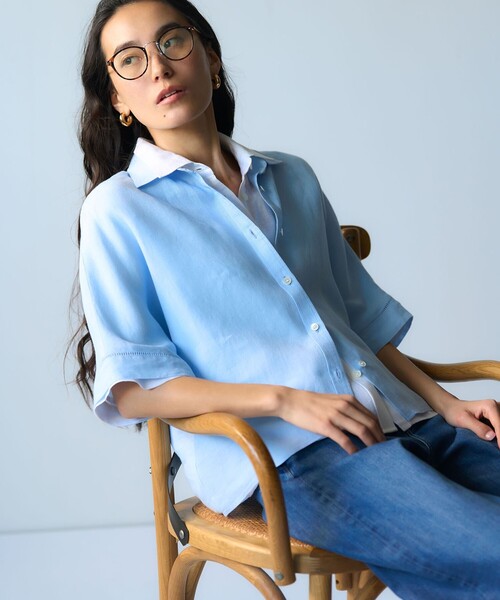 23区 L(ニジュウサンクオオキイサイズ)の「23区DENIM サマー ストレート ワイド パンツ(デニムパンツ・レディース・スカイブルー系/ターコイズブルー系/ホワイト・50/44/46/48)」の21枚目の写真