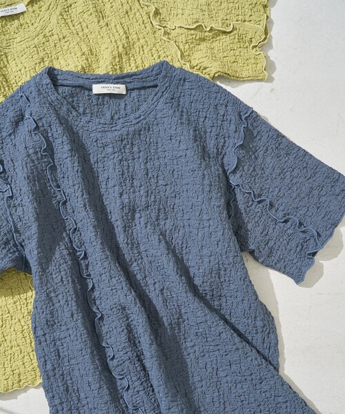 FREAK'S STORE（フリークスストア）の「限定展開　カットシャーリングポコポコメローデザインTシャツ（Tシャツ/カットソー・レディース・ブラック/ライトピンク/ブルーグレー/オフホワイト/モカ/イエロー・ﾌﾘ-）」の4枚目の写真