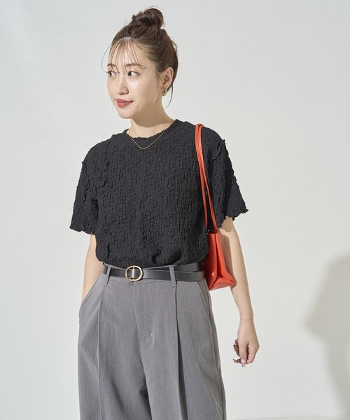 FREAK'S STORE（フリークスストア）の「限定展開　カットシャーリングポコポコメローデザインTシャツ（Tシャツ/カットソー・レディース・ブラック/ライトピンク/ブルーグレー/オフホワイト/モカ/イエロー・ﾌﾘ-）」の3枚目の写真