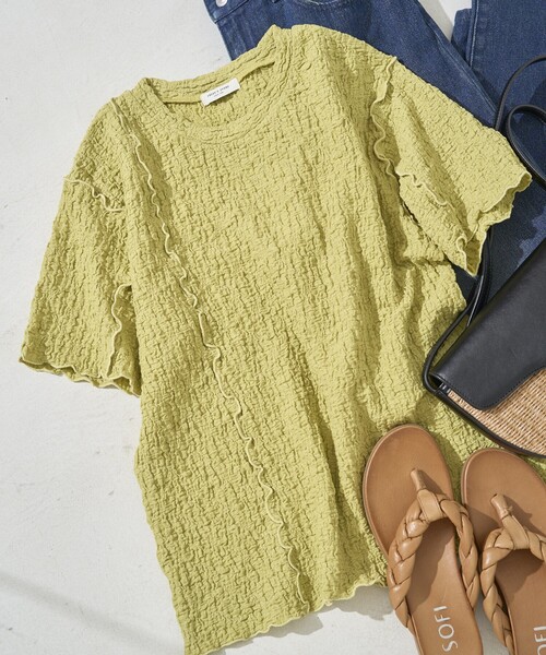 FREAK'S STORE（フリークスストア）の「限定展開　カットシャーリングポコポコメローデザインTシャツ（Tシャツ/カットソー・レディース・ブラック/ライトピンク/ブルーグレー/オフホワイト/モカ/イエロー・ﾌﾘ-）」の7枚目の写真