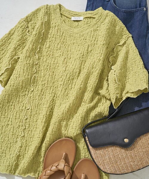 FREAK'S STORE（フリークスストア）の「限定展開　カットシャーリングポコポコメローデザインTシャツ（Tシャツ/カットソー・レディース・ブラック/ライトピンク/ブルーグレー/オフホワイト/モカ/イエロー・ﾌﾘ-）」の8枚目の写真