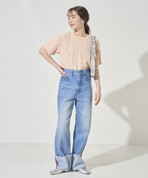 FREAK'S STORE（フリークスストア）の「限定展開　カットシャーリングポコポコメローデザインTシャツ（Tシャツ/カットソー・レディース・ブラック/ライトピンク/ブルーグレー/オフホワイト/モカ/イエロー・ﾌﾘ-）」の18枚目の写真