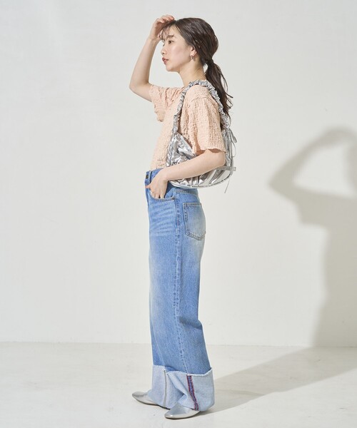 FREAK'S STORE（フリークスストア）の「限定展開　カットシャーリングポコポコメローデザインTシャツ（Tシャツ/カットソー・レディース・ブラック/ライトピンク/ブルーグレー/オフホワイト/モカ/イエロー・ﾌﾘ-）」の19枚目の写真