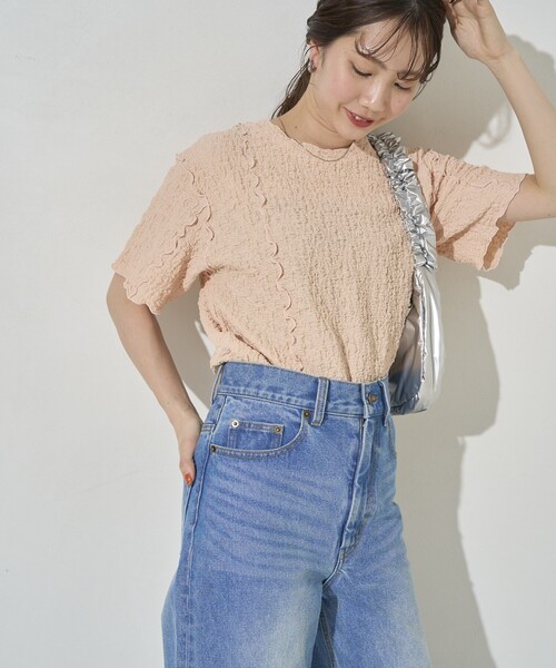 FREAK'S STORE（フリークスストア）の「限定展開　カットシャーリングポコポコメローデザインTシャツ（Tシャツ/カットソー・レディース・ブラック/ライトピンク/ブルーグレー/オフホワイト/モカ/イエロー・ﾌﾘ-）」の22枚目の写真