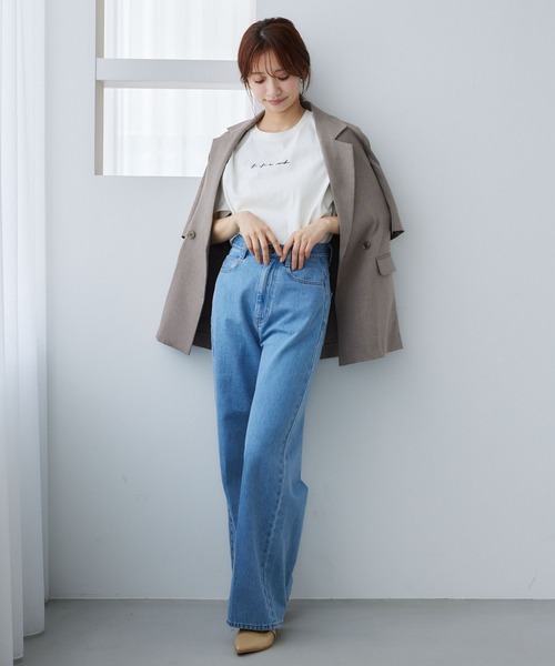 mysty woman（ミスティウーマン）の「【花盛友里さんコラボ】コラボフォトレギュラーTシャツ 493894（Tシャツ/カットソー・レディース・グリーン/ピンク/オフホワイト/ホワイト・FREE）」の8枚目の写真