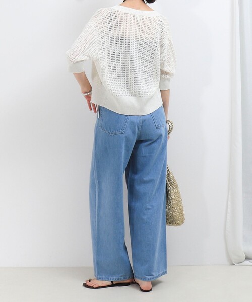 NOLLEY'S LIGHT(ノーリーズライト)の「透かし柄ジップカーディガン(ニット/セーター・レディース・ライトグレー/オフホワイト/ベージュ・38)」の6枚目の写真