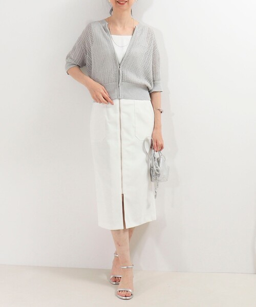 NOLLEY'S LIGHT(ノーリーズライト)の「透かし柄ジップカーディガン(ニット/セーター・レディース・ライトグレー/オフホワイト/ベージュ・38)」の12枚目の写真