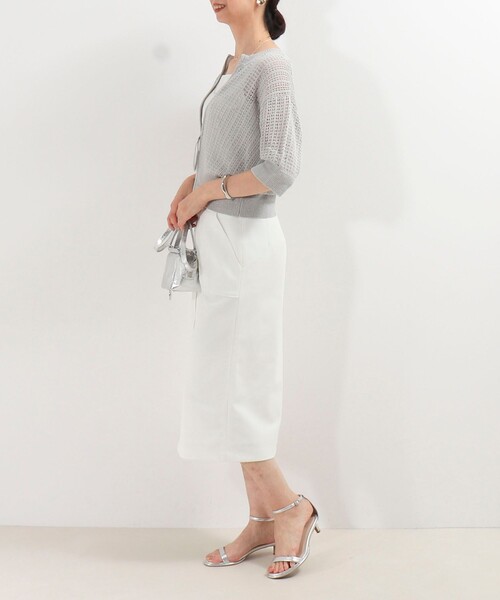 NOLLEY'S LIGHT(ノーリーズライト)の「透かし柄ジップカーディガン(ニット/セーター・レディース・ライトグレー/オフホワイト/ベージュ・38)」の13枚目の写真