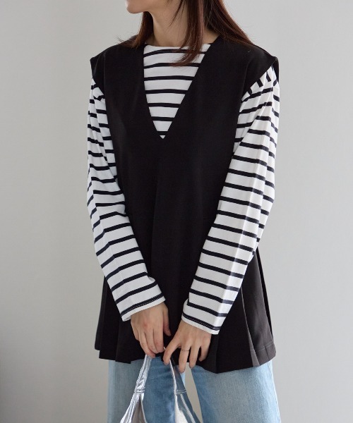 TRIANGLE PALETTE（トライアングルパレット）の「サイドプリーツデザインベスト / セットアップ対応（スーツベスト・レディース・グレー/アイボリー/ブラック・FREE）」の10枚目の写真