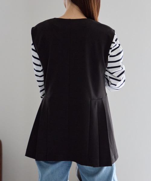 TRIANGLE PALETTE（トライアングルパレット）の「サイドプリーツデザインベスト / セットアップ対応（スーツベスト・レディース・グレー/アイボリー/ブラック・FREE）」の7枚目の写真