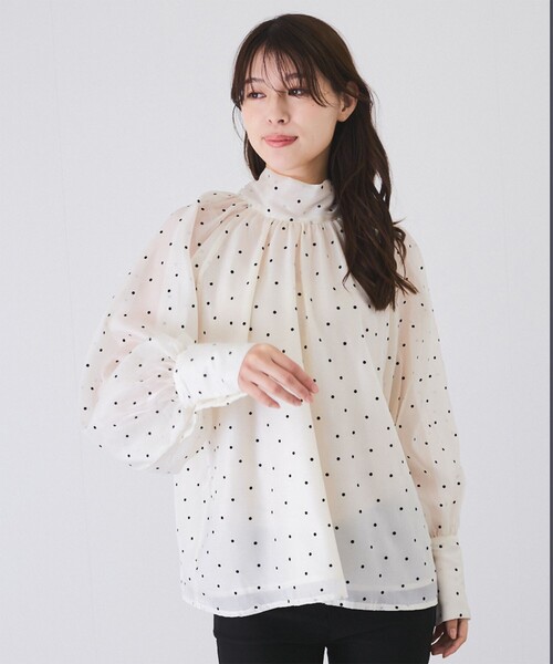 Jayro(ジャイロ)の「ドット柄2wayブラウス(シャツ/ブラウス・レディース・ブラック系その他/ホワイト系その他2・FREE)」の4枚目の写真