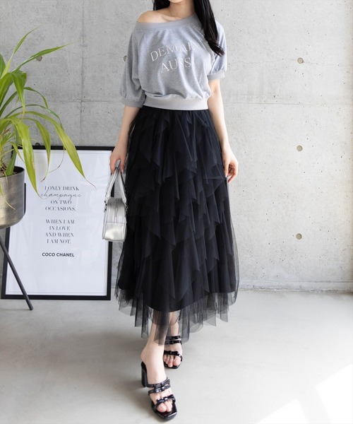 clear（クリア）の「3way半袖ロゴスウェットトップス[着回し抜群 大人 カジュアル]≪2025SS新作≫（Tシャツ/カットソー・レディース・ネイビー/グレー/チャコールグレー/モカ/オフホワイト・F）」の6枚目の写真