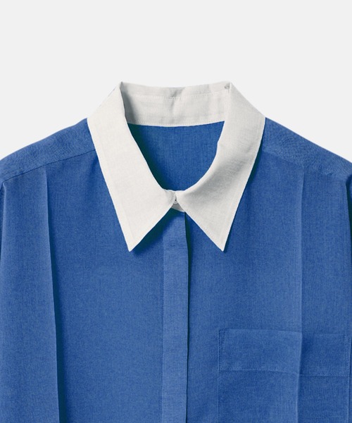 LE CIEL BLEU（ルシェルブルー）の「ボイルフロントプレスシャツ / Voile Front Press Shirt（シャツ/ブラウス・レディース・ブルー・36）」の9枚目の写真