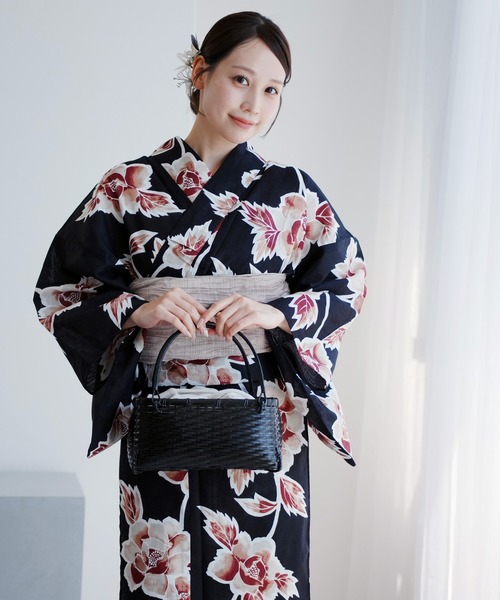 utatane（ウタタネ）の「選べる浴衣3点セット utataneオリジナル 国内染色（浴衣・レディース・ホワイト系1/ブラウン系1/ホワイト系2/ベージュ系1/ベージュ系3/ホワイト系3/グリーン系1/ブルー系2/ベージュ系2/グレー系1/ホワイト系4/ブルー系1/イエロー系1/ホワイト系6/ホワイト系5/グレー系2/ブラック系1/ブルー系3/ネイビー系1/グリーン系2・FREE）」の7枚目の写真