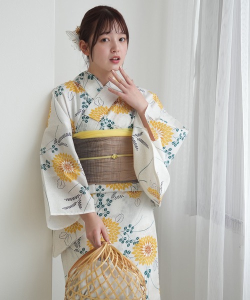 utatane（ウタタネ）の「選べる浴衣3点セット utataneオリジナル 国内染色（浴衣・レディース・ホワイト系1/ブラウン系1/ホワイト系2/ベージュ系1/ベージュ系3/ホワイト系3/グリーン系1/ブルー系2/ベージュ系2/グレー系1/ホワイト系4/ブルー系1/イエロー系1/ホワイト系6/ホワイト系5/グレー系2/ブラック系1/ブルー系3/ネイビー系1/グリーン系2・FREE）」の11枚目の写真