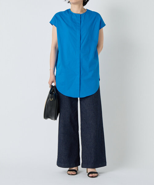 LIVETART（リヴェタート）の「比翼ノースリーブシャツ（シャツ/ブラウス・レディース・ピンク/ブルー・FREE）」の3枚目の写真