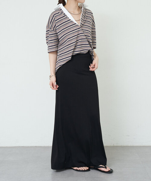 SHENERY（シーナリー）の「《履き心地抜群》ベア天竺ロングスカート（スカート・レディース・ブラック/ベージュ・36/38）」の9枚目の写真