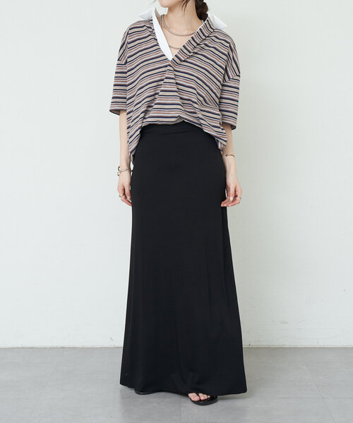 SHENERY（シーナリー）の「《履き心地抜群》ベア天竺ロングスカート（スカート・レディース・ブラック/ベージュ・36/38）」の10枚目の写真