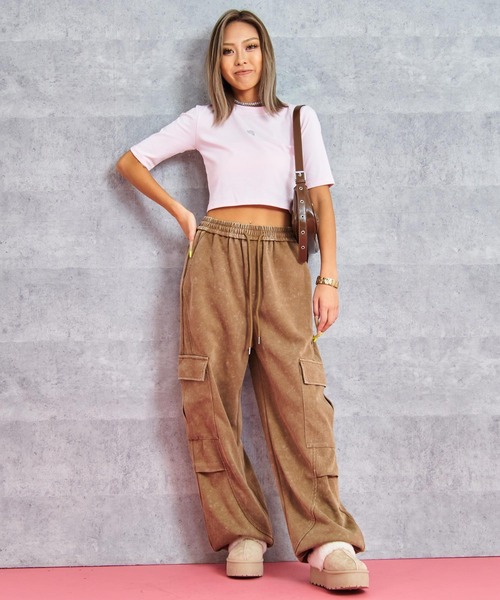 ANAP(アナップ)の「ウォッシュ加工 スウェット カーゴパンツ(スウェットパンツ・レディース・ブラック/ライトグレー/パープル/ブラウン・FREE)」の12枚目の写真